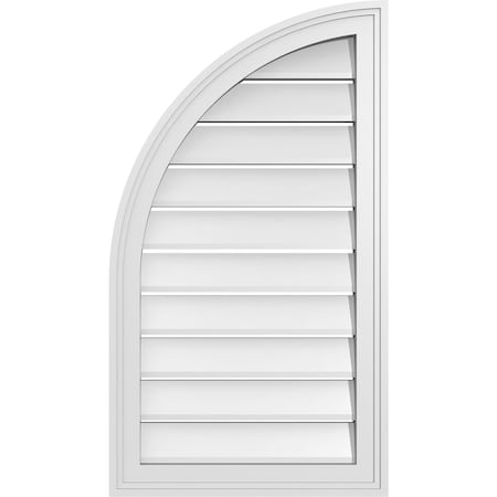 Quarter Round Top Left Surface Mount PVC Gable Vent W/ 2W X 1-1/2P Brickmould Frame, 18W X 32H